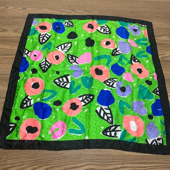 Vintage LOUIS FERAUD  Multicolor Silk scarf 26” Square Floral - Picture 5 of 5